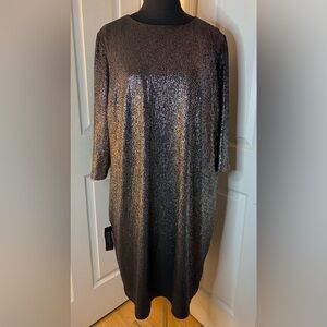 Lane Bryant NWT Black/Silver Foil Shimmer Midi Dress